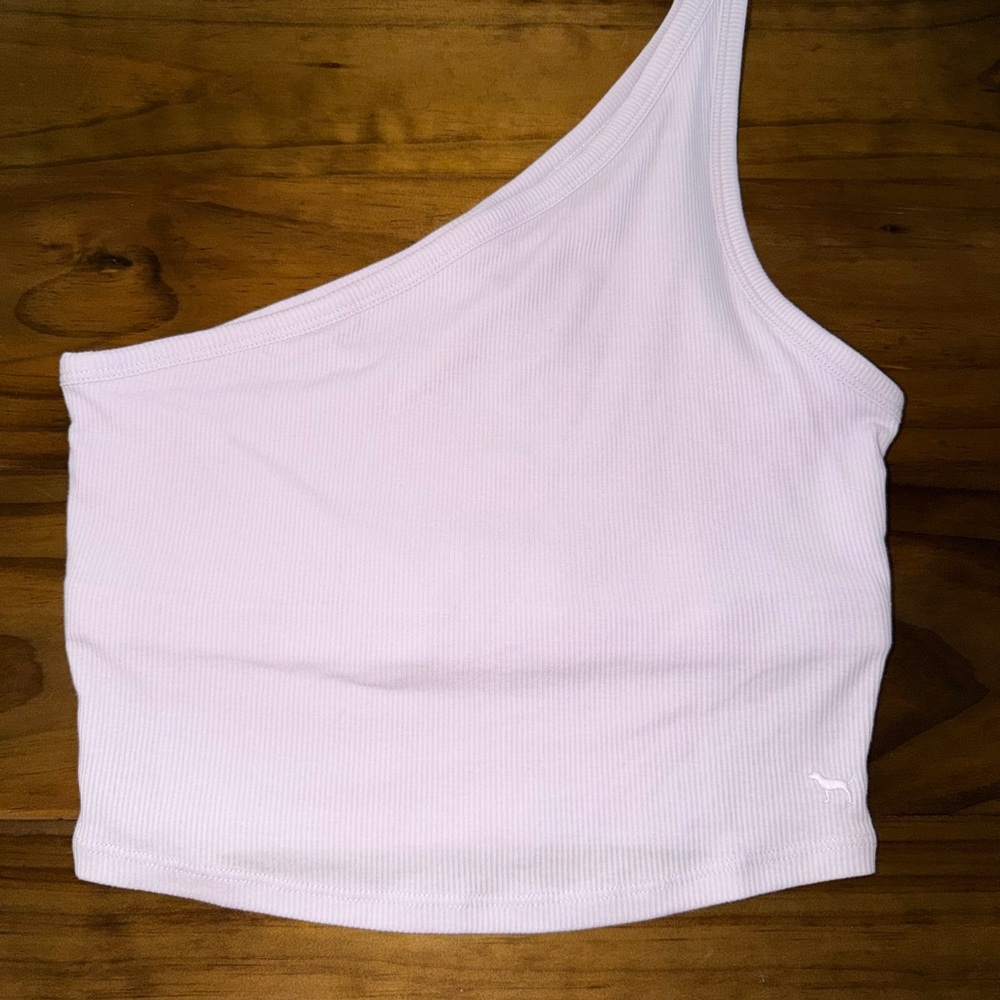 Victoria's Secret One-Shoulder Ribbed Tank Top in Light Pink